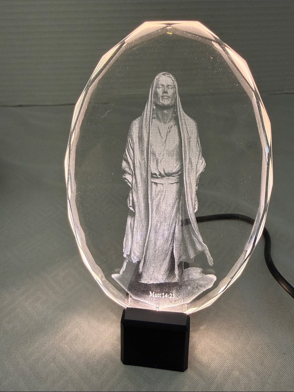 Angela Johnson Oh My Father Scuplture Crystal Gem Accent Light Etched Figure